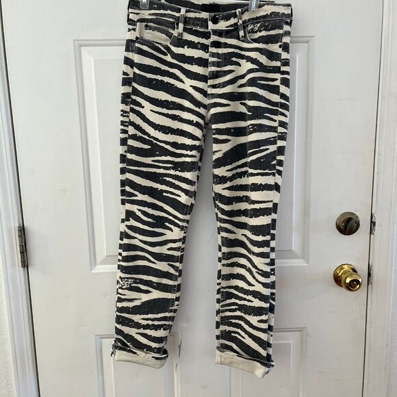 Mother Woman's The Mid-Rise Dazzler Zebra Print Ankle Jeans Sz 28 - Picture 2 of 13